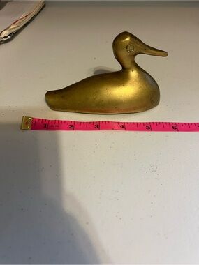 Vintage Medium Brass Duck Figurine - Gold Tone